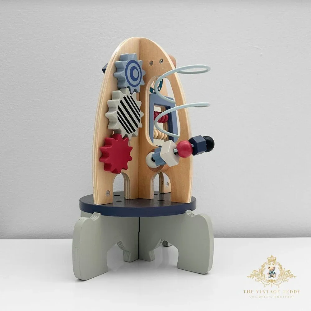 NWT Cute Wooden Rocket Ship Activity Play Set Children’s Early Learning Toys - Picture 4 of 5